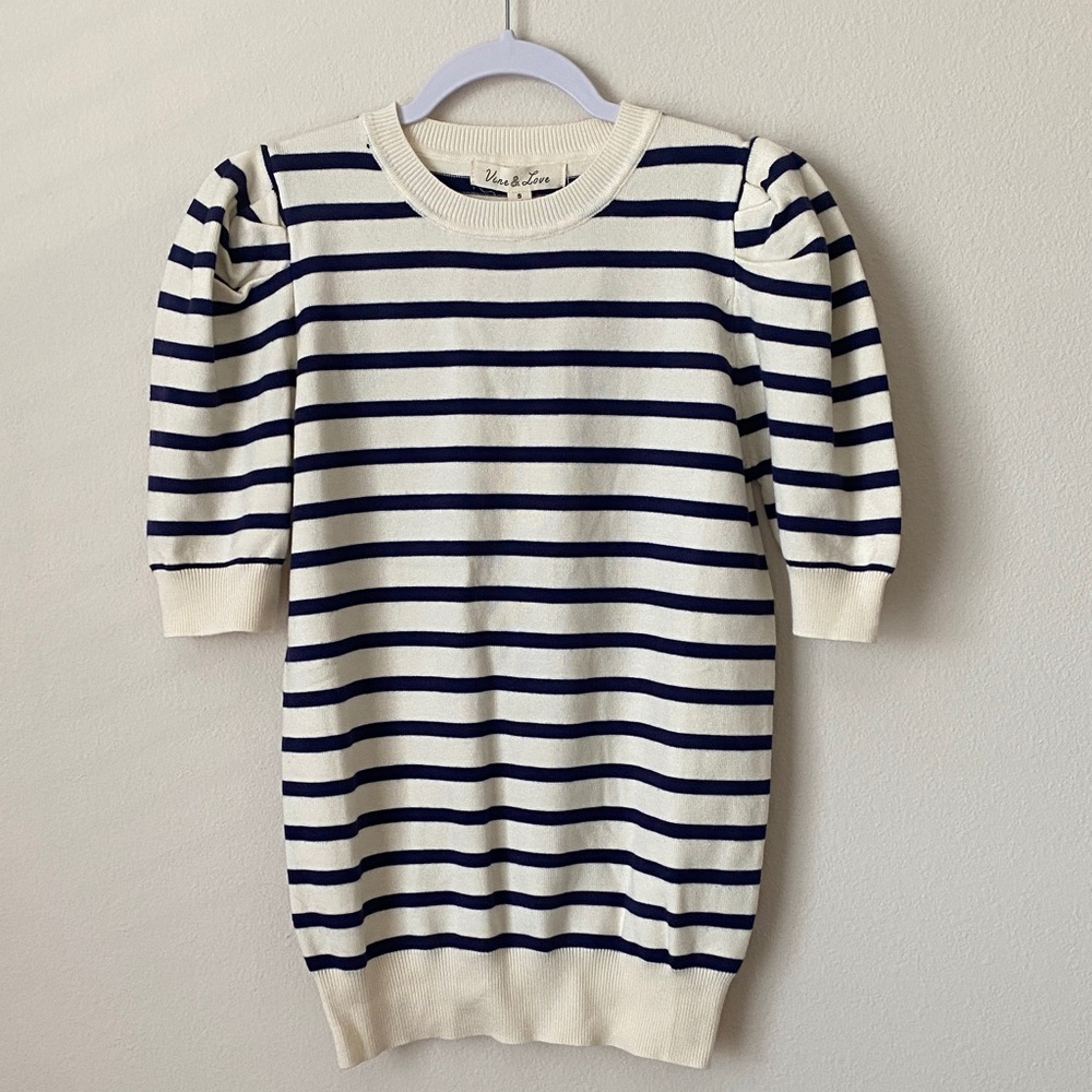 Vine & Love Navy Striped Knit Top